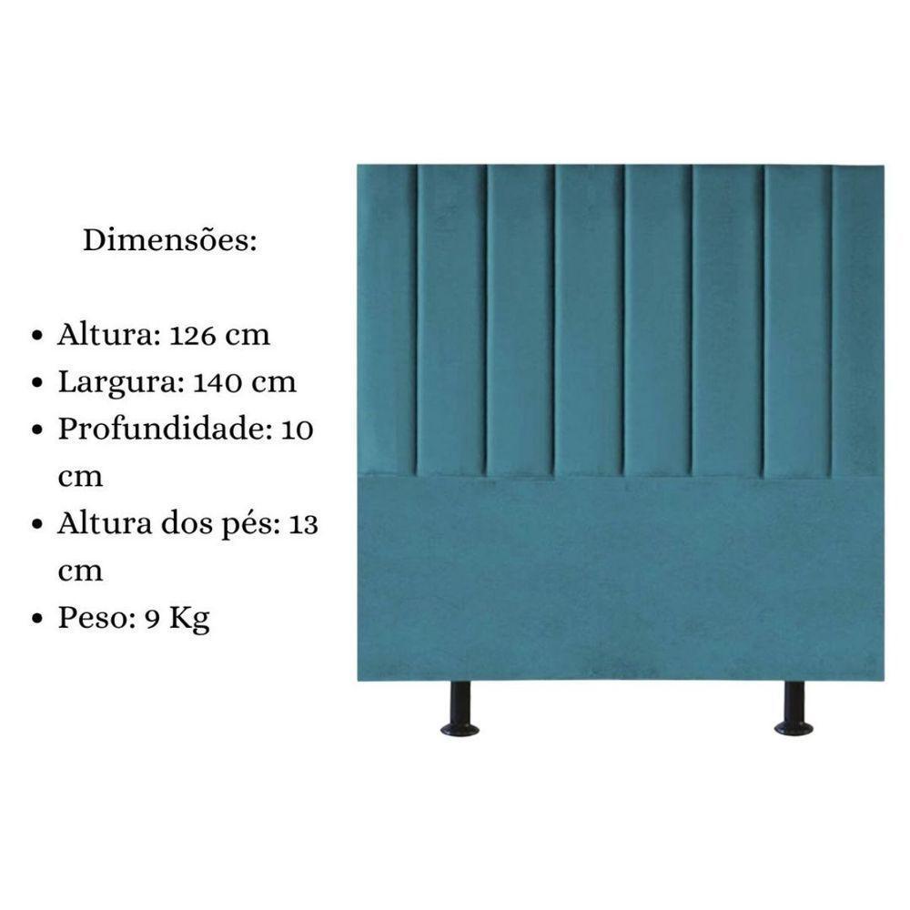 Cabeceira Estofada Cama Box Casal 140 Cm Sophia Carla Suede Azul Turquesa - 5