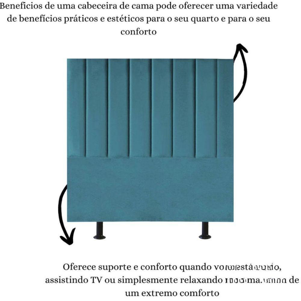 Cabeceira Estofada Cama Box Casal 140 Cm Sophia Carla Suede Azul Turquesa - 6