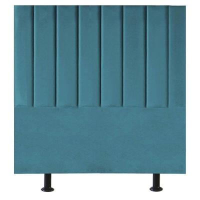Cabeceira Estofada Cama Box Casal 140 Cm Sophia Carla Suede Azul Turquesa