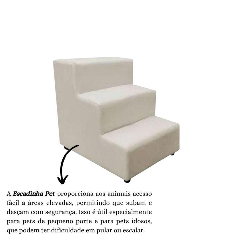 Escada Escadinha Pet Cachorro 3 Degraus Rampa Suede Grace Bege - 5