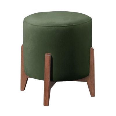 Puff Banqueta Decorativo Redondo Sala Estar Marrocos Suede Verde
