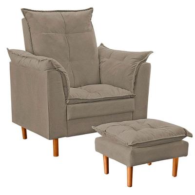 Poltrona De Amamentação Com Puff Quarto De Bebê Anny Suede Bege Escuro