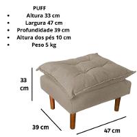 Poltrona De Amamentação Com Puff Quarto De Bebê Anny Suede Bege Escuro - 7