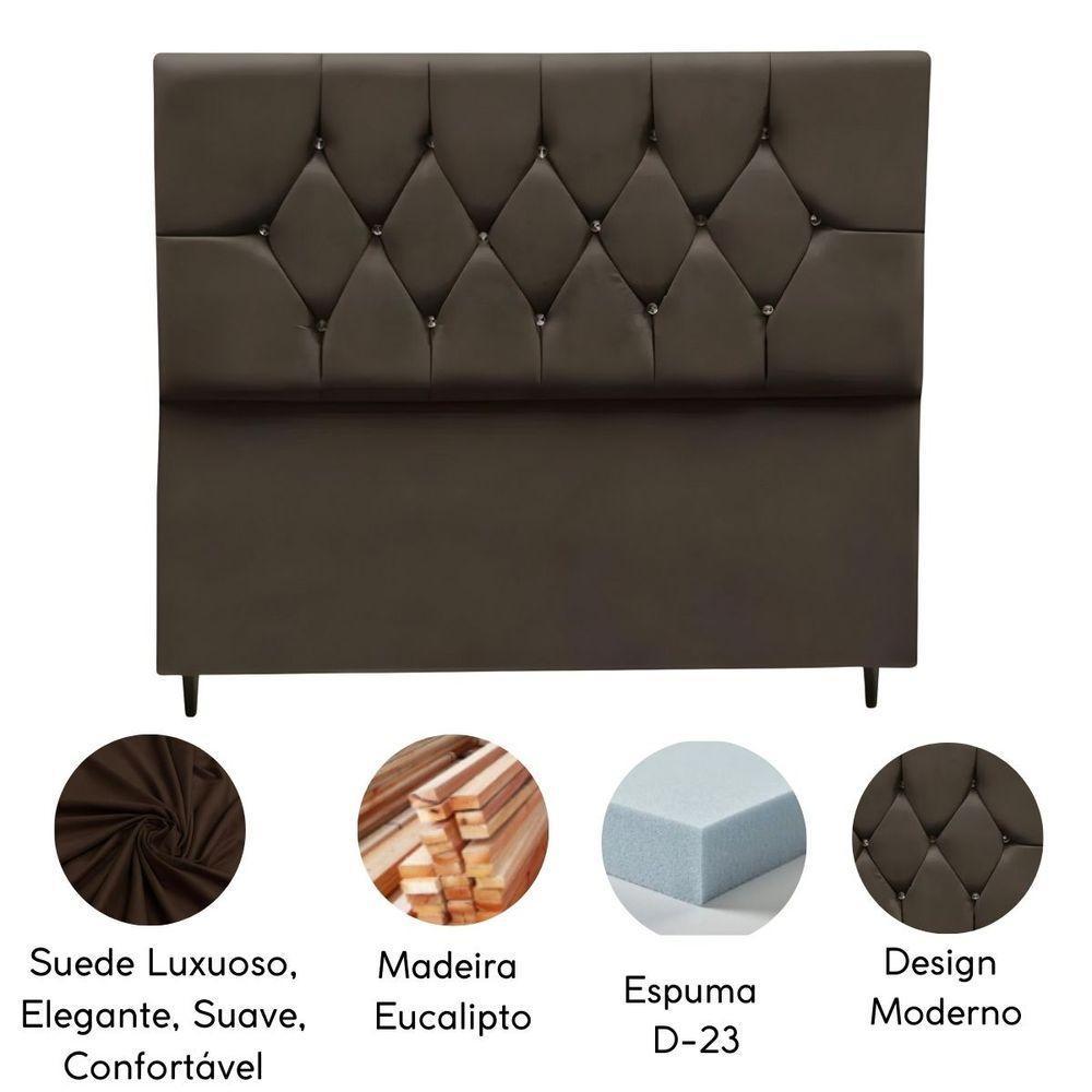 Cabeceira Cama Box Estofada Queen Size 160 Cm Suede Isabela Marrom - 4
