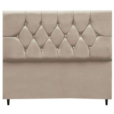 Cabeceira Cama Box Estofada Queen 160 Cm Geovana Suede Bege