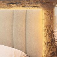 Cabeceira Estofada Iluminação Led Glow Cama King Size 200 Cm Bouclé Bege - 9