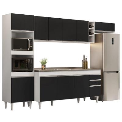 Armário De Cozinha Modulada 5 Peças Cp18 Com Pia Inox Branco/preto - Lumil