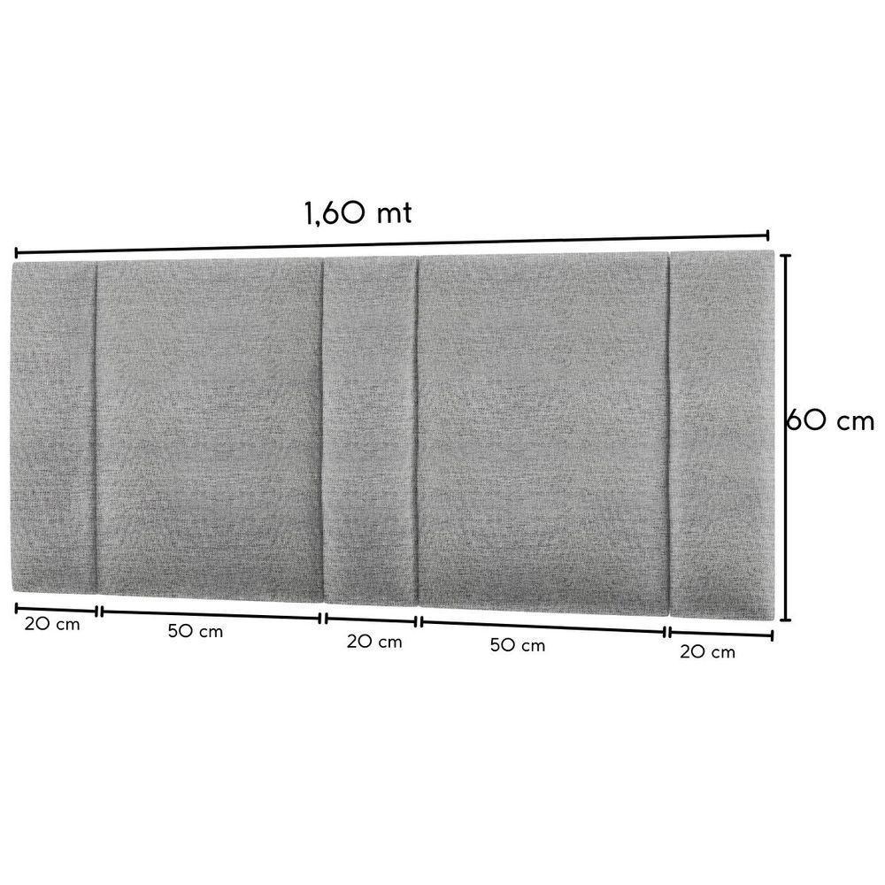 Cabeceira Estofada Iluminação Led Glow Cama Queen Size 160cm Linho Cinza - 3