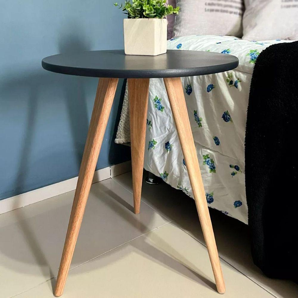 Mesa Lateral De Canto E Apoio Redonda Pé Palito Nina 68 Cm Preto - 6