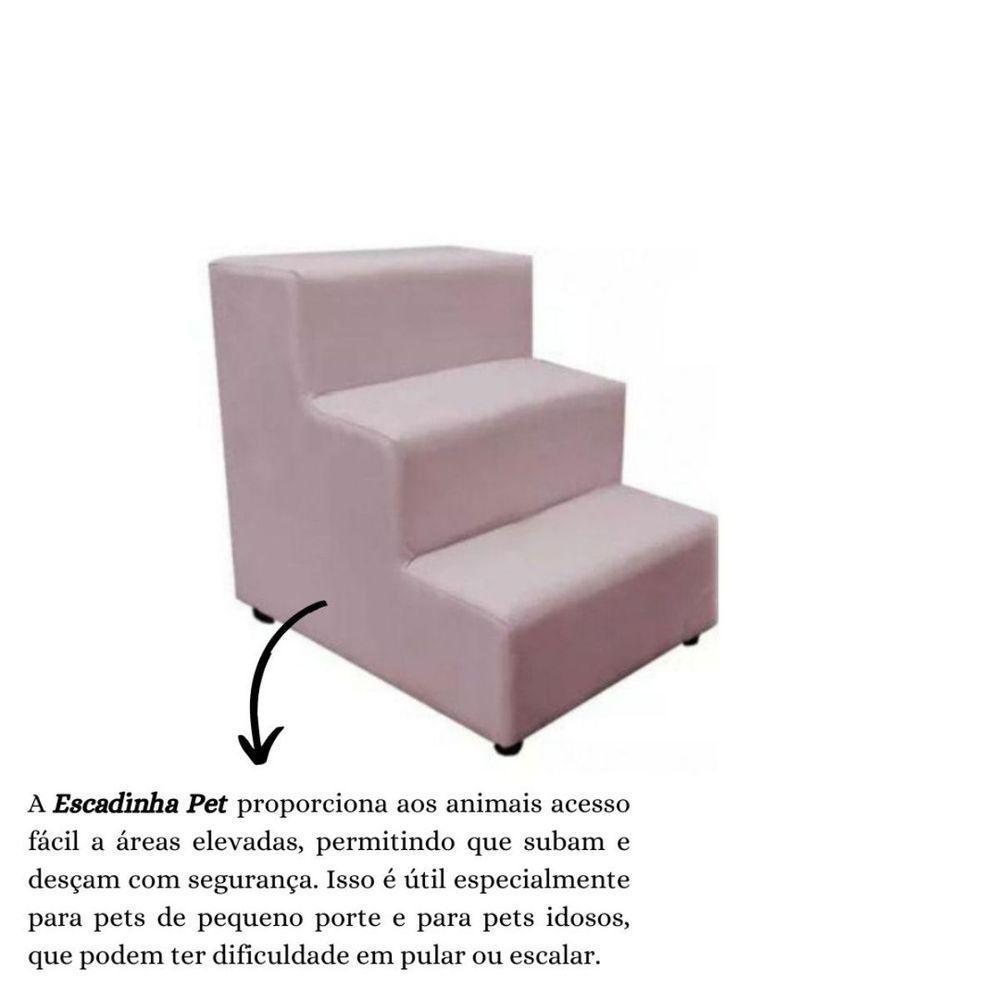 Escada Escadinha Pet Cachorro 3 Degraus Rampa Suede Grace Rosê - 3