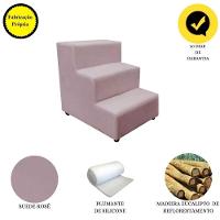 Escada Escadinha Pet Cachorro 3 Degraus Rampa Suede Grace Rosê - 2