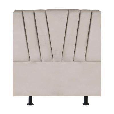 Cabeceira Estofada De Cama Casal Box 140 Cm Louise Veludo Bege
