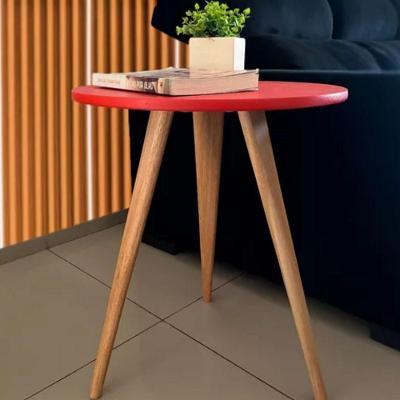 Mesa De Canto Lateral E Apoio Sala Quarto Pé Palito 56 Cm Vermelho