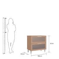 Balcão Cozinha Ditália Aspen 2 Gavetas Vidro Cv Tampo Preto Cd-108