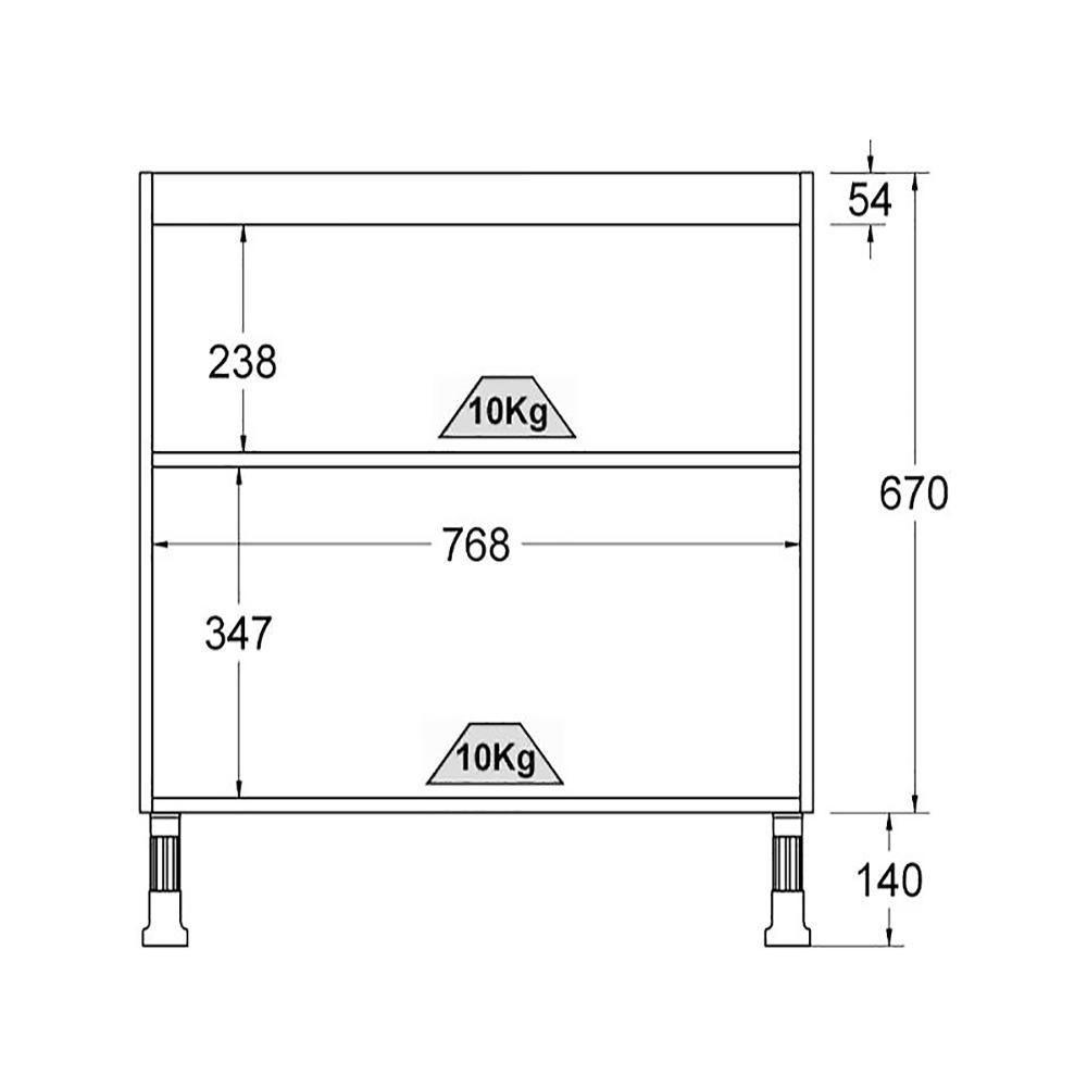 Balcão Cozinha Ditália Aspen 2 Portas Cd-102 Carvalho Branco - 3