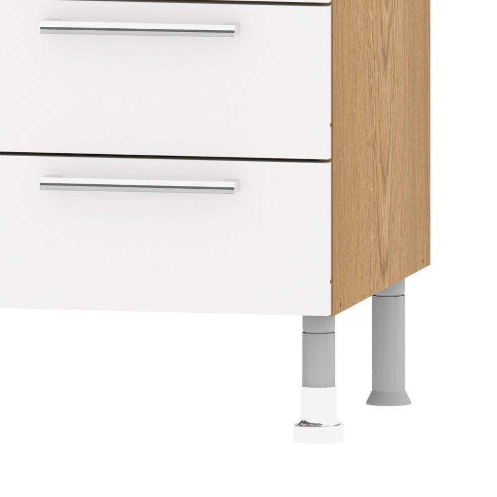 Balcão Cozinha Ditália Aspen 2 Portas 4 Gavetas Carvalho Branco Tampo Preto Cd-104 - 7