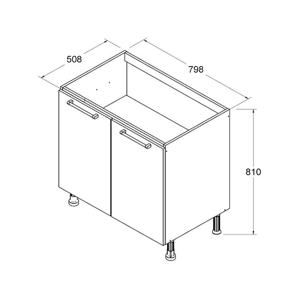 Balcão Cozinha Ditália Aspen 2 Portas Cd-102 Carvalho Branco - 6