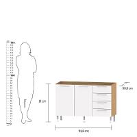 Balcão Cozinha Ditália Aspen 2 Portas 4 Gavetas Carvalho Branco Tampo Cd-104 - 6