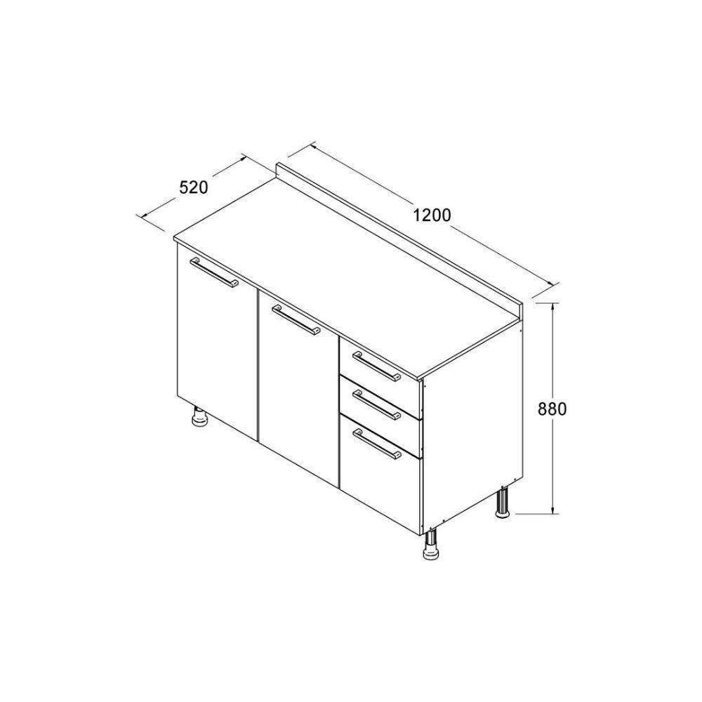 Balcão Cozinha Ditália Aspen Carvalho Branco Com Tampo Carvalho Cd-171 - 4