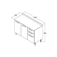 Balcão Cozinha Ditália Aspen Carvalho Branco Com Tampo Carvalho Cd-171