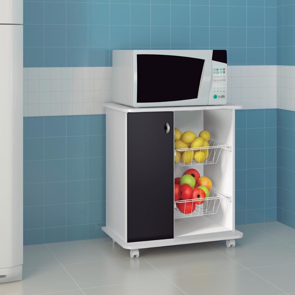 Balcão Fruteira Multiuso Ditália Mf-95 Branco Preto - 2