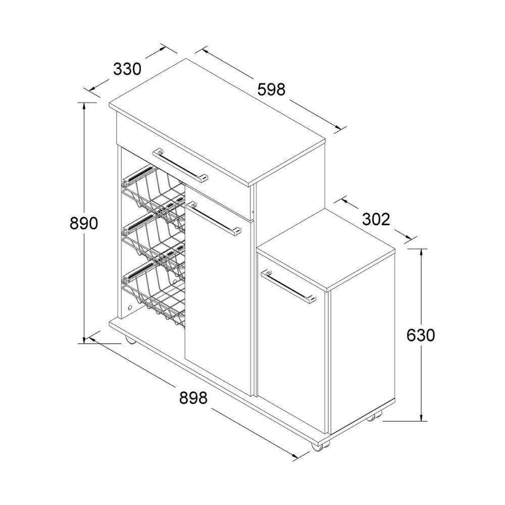 Balcão Fruteira Multiuso Ditália Mf-185 Branco - 3