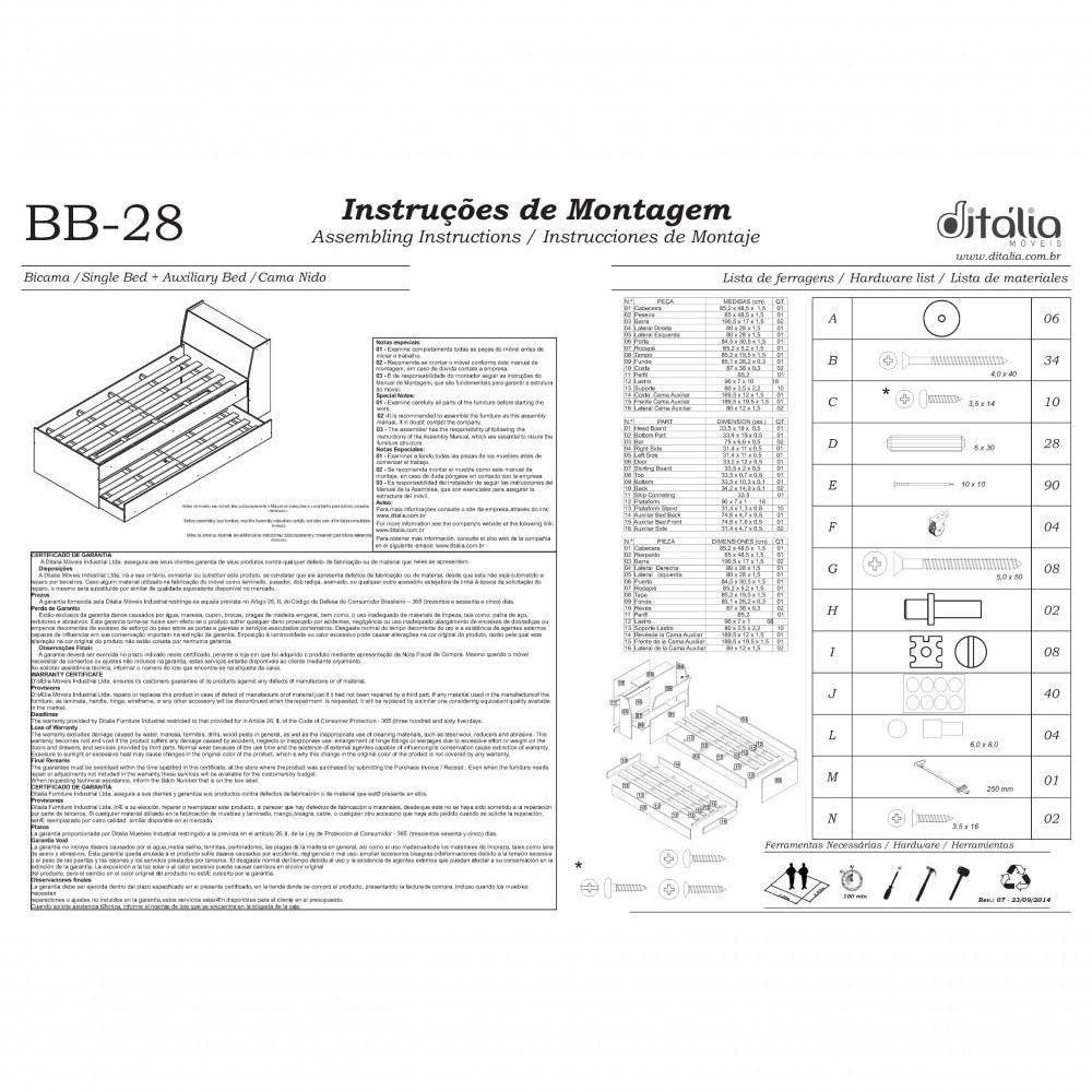 Cama Solteiro Bicama Com 2 Colchões Ditália Bb-28 Diamond - 3