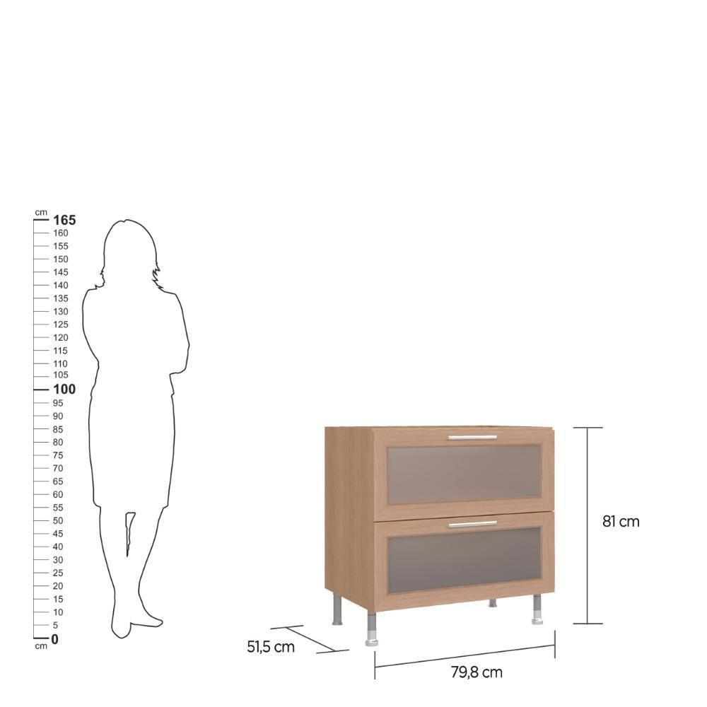 Balcão De Cozinha Ditália Aspen 2 Gavetas Vidro Carvalho Cd-108 - 4