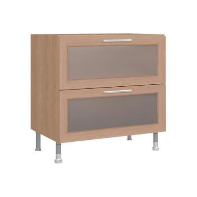 Balcão De Cozinha Ditália Aspen 2 Gavetas Vidro Carvalho Cd-108