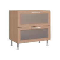 Balcão De Cozinha Ditália Aspen 2 Gavetas Vidro Carvalho Cd-108 - 1