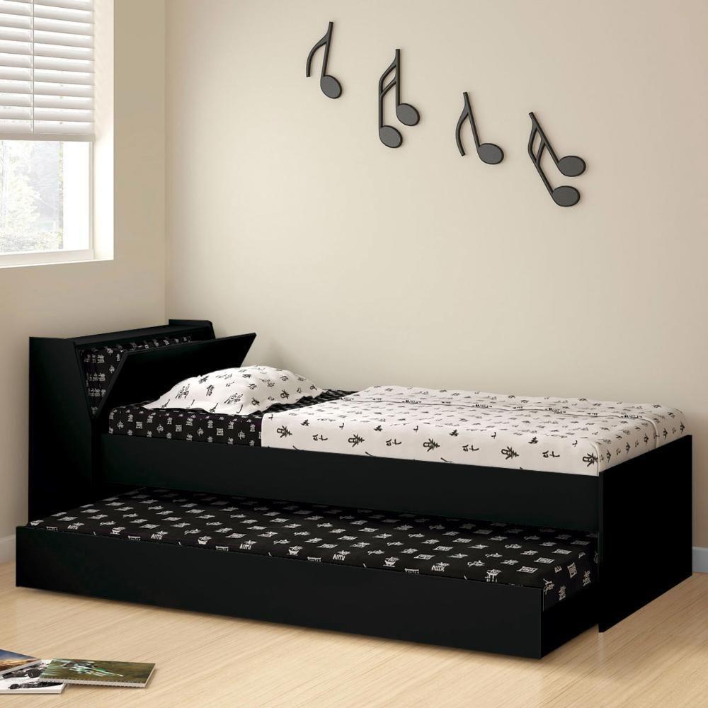 Cama Solteiro Bicama Com 2 Colchões Ditália Bb-28 Preto - 2