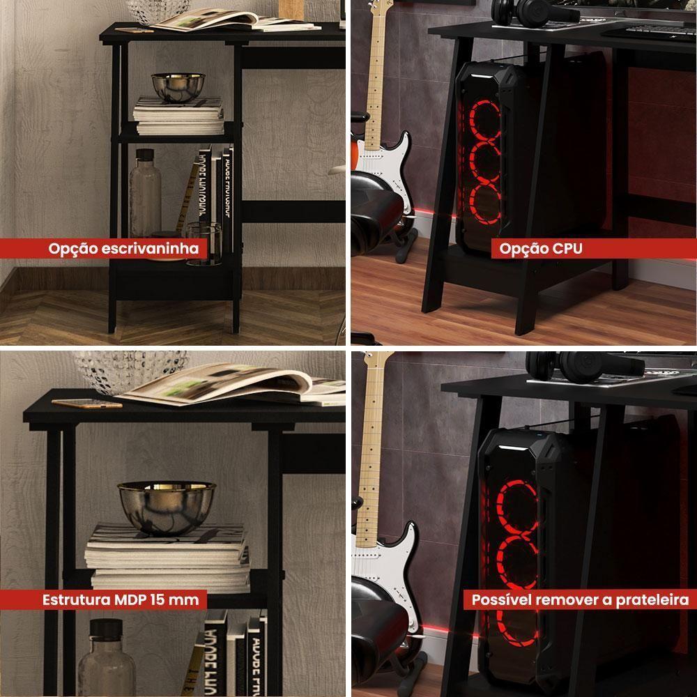 Mesa Escritório Escrivaninha Ditália Mc-190 Preto - 7
