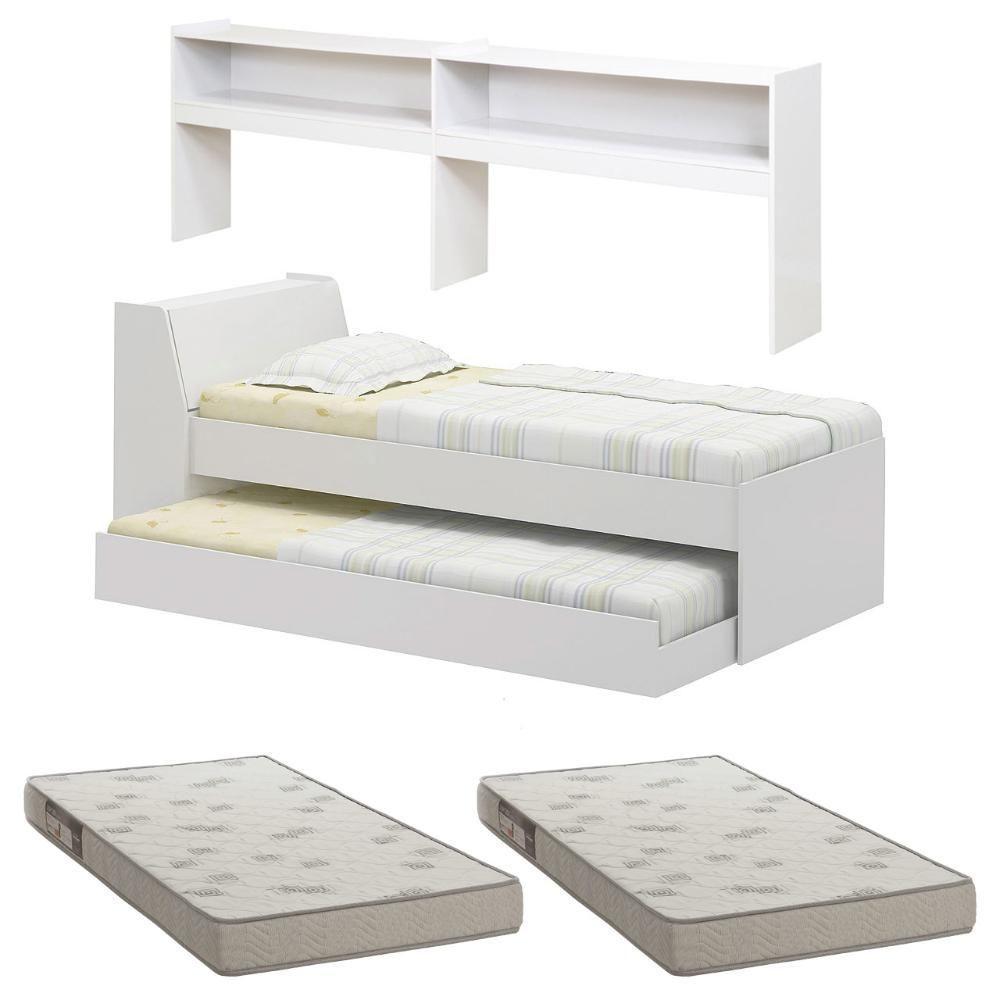 Cama Solteiro Bicama Est Com 2 Colchões Ditália Bb2829 Branco - 1