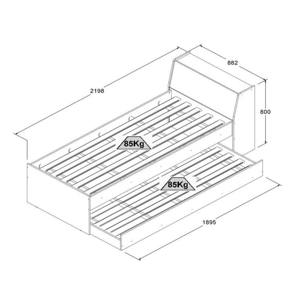 Cama Solteiro Bicama Com 2 Colchões Ditália Bb-28 Branco - 4