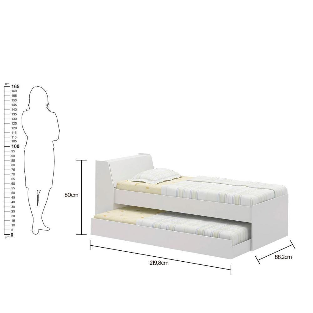 Cama Solteiro Bicama Com 2 Colchões Ditália Bb-28 Branco - 8