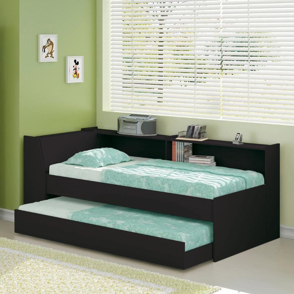 Cama Solteiro Bicama Est Com 2 Colchões Ditália Bb2829 Preto - 2