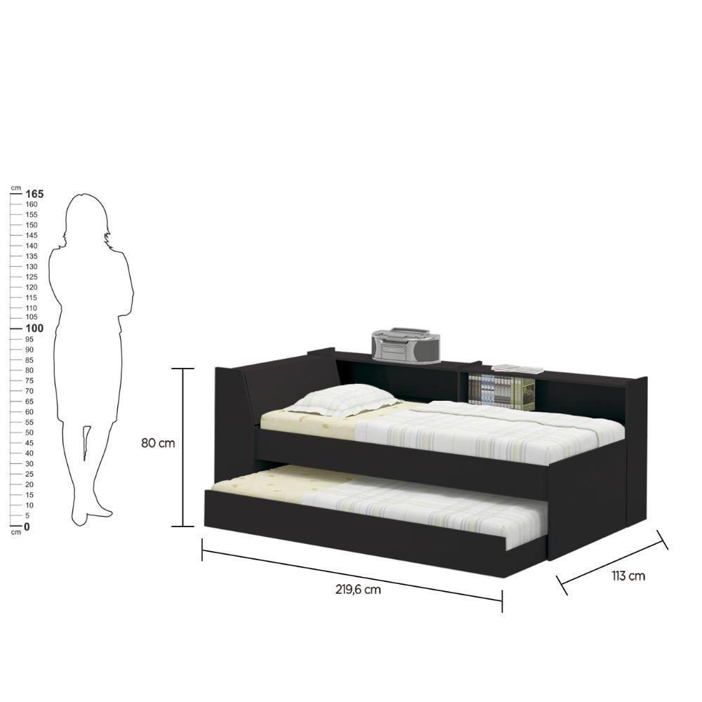 Cama Solteiro Bicama Est Com 2 Colchões Ditália Bb2829 Preto - 5