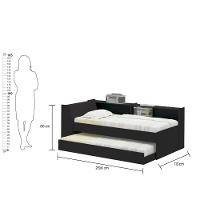 Cama Solteiro Bicama Est Com 2 Colchões Ditália Bb2829 Preto - 5