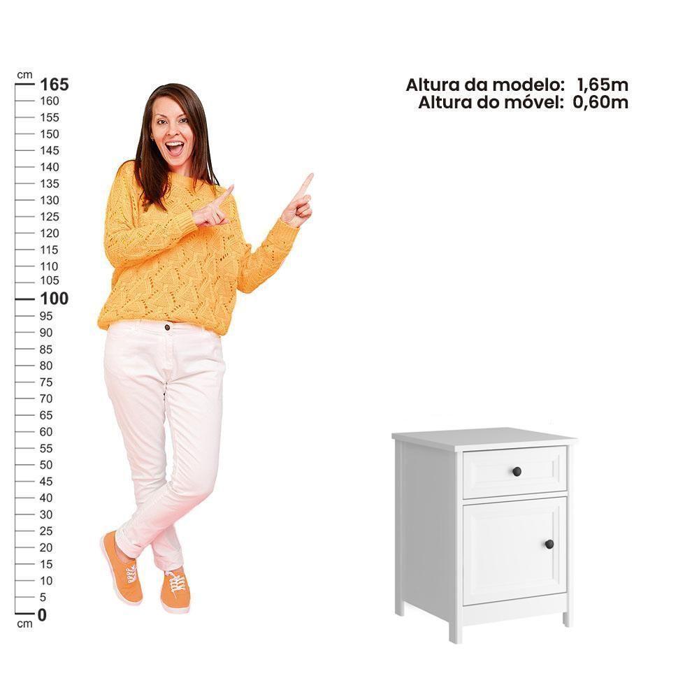 Mesa De Cabeceira Ditália 1 Gaveta 1 Porta Dm-114 Branco - 8