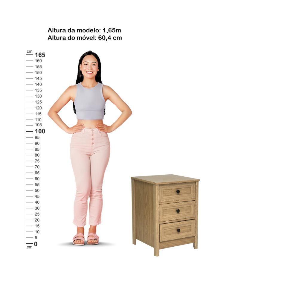 Mesa De Cabeceira Ditália 3 Gavetas Dm-111 Carvalho - 4
