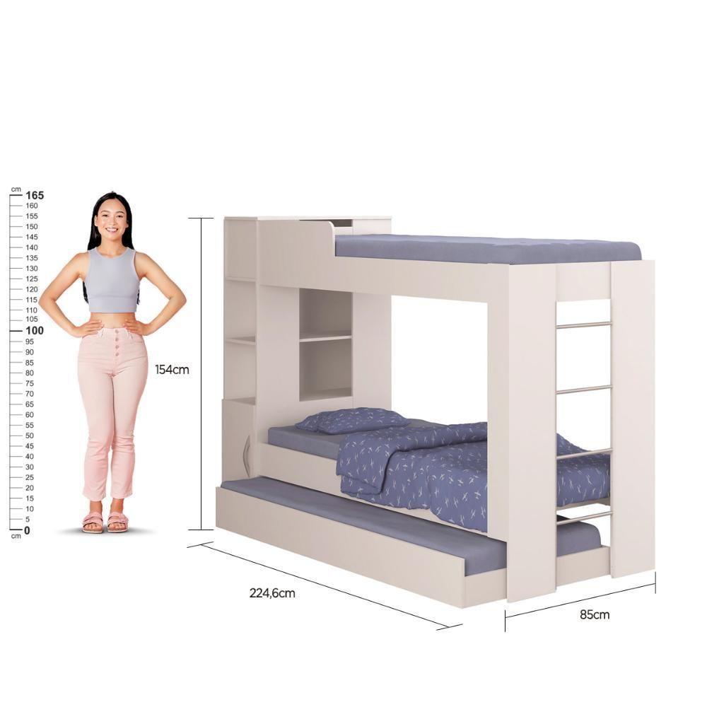 Beliche Cama Auxiliar Com 3 Colchões Ditália Treliche Cm-15 Branco - 5