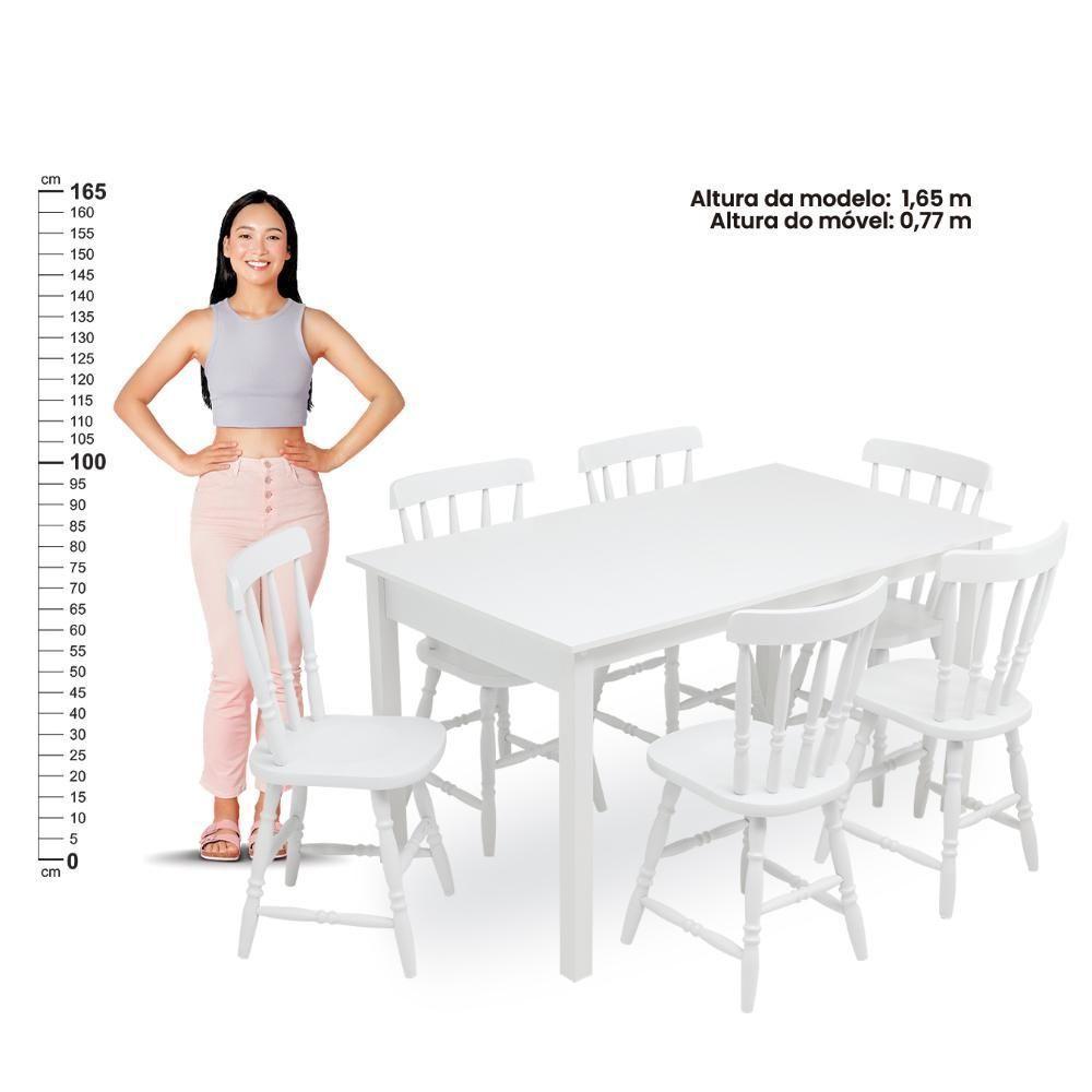 Mesa De Jantar Ditália Com 6 Cadeiras Ja-225 Branco - 7