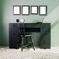 Mesa De Escritório Ditália 7 Gavetas Com Cadeira Pe-100 Preto - 2