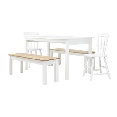 Mesa De Jantar Ditália 2 Bancos 2 Cadeiras Ja-220 + Ja-225 Branco
