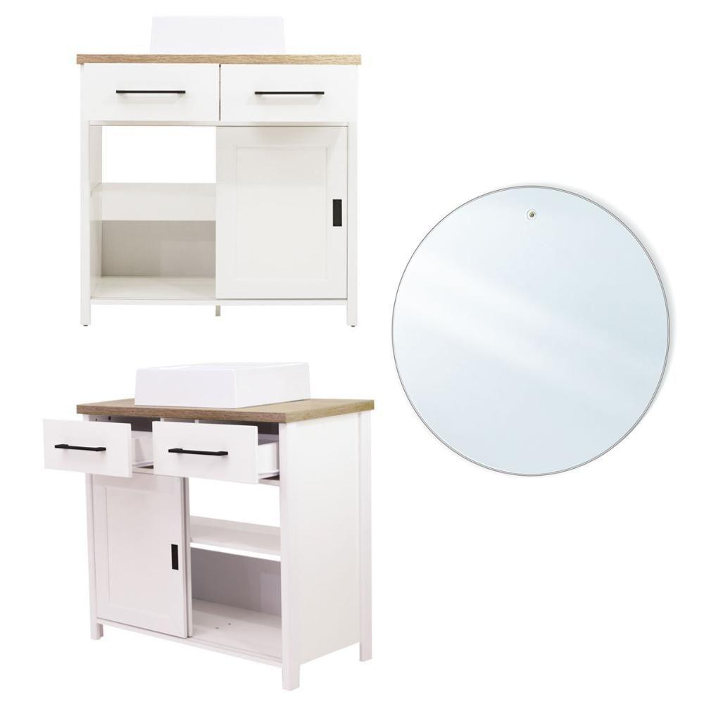 Gabinete Armário Banheiro Ditália Com Cuba + Espelho Bn-03 Branco - 2