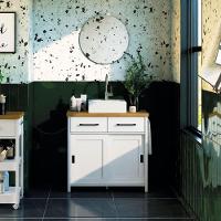 Gabinete Armário Banheiro Ditália Com Cuba + Espelho Bn-03 Branco - 1