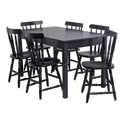 Mesa De Jantar Ditália Com 6 Cadeiras Ja-225 Preto