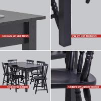 Mesa De Jantar Ditália Com 6 Cadeiras Ja-225 Preto - 8