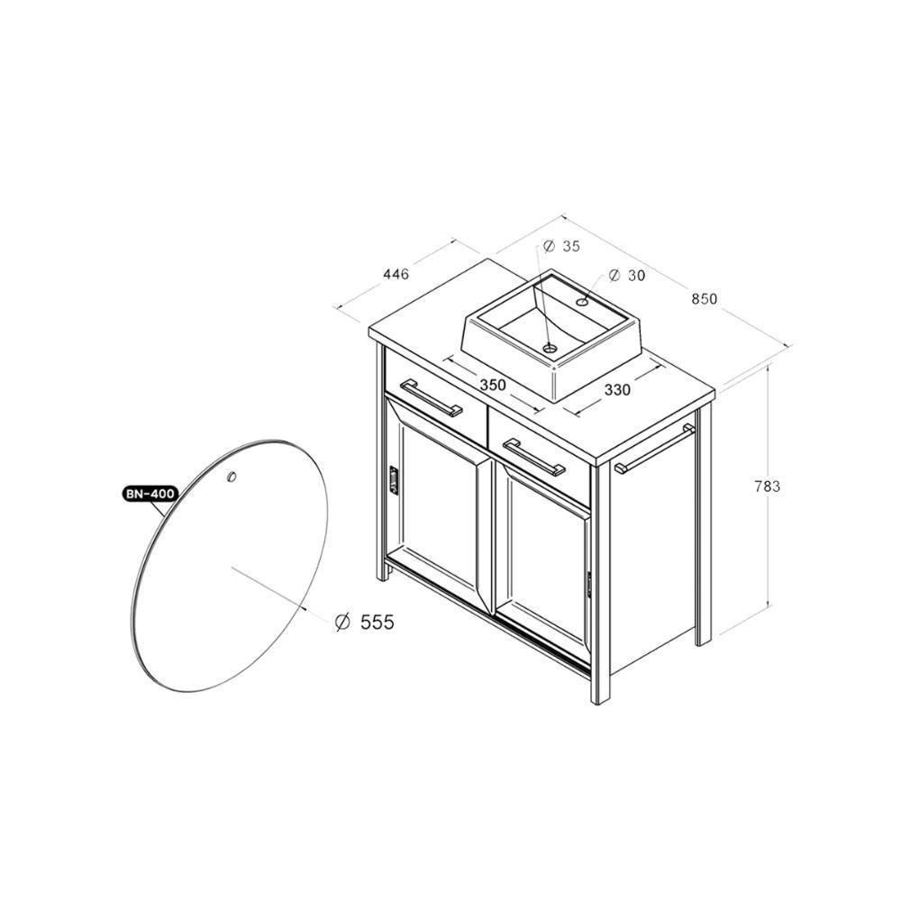 Gabinete Armário Banheiro Ditália Com Cuba + Espelho Bn-03 Preto - 3