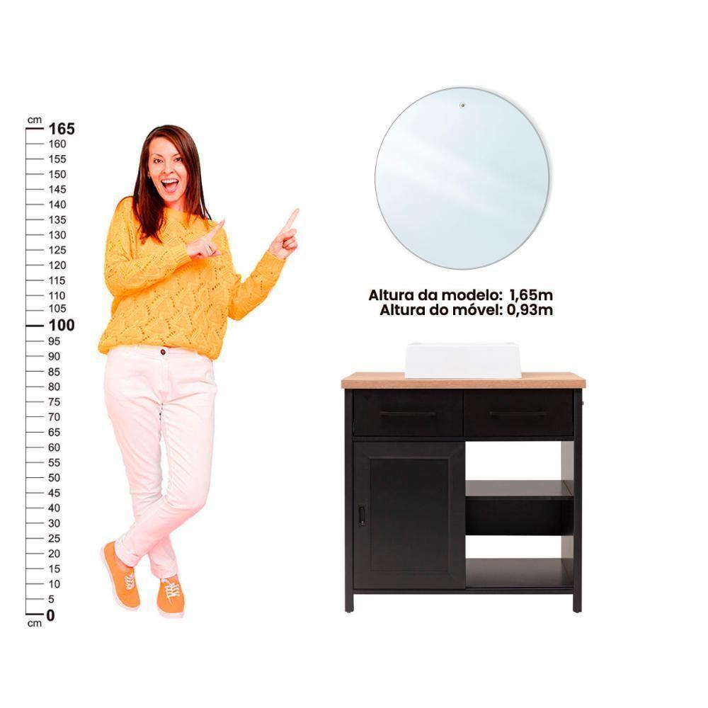 Gabinete Armário Banheiro Ditália Com Cuba + Espelho Bn-03 Preto - 5